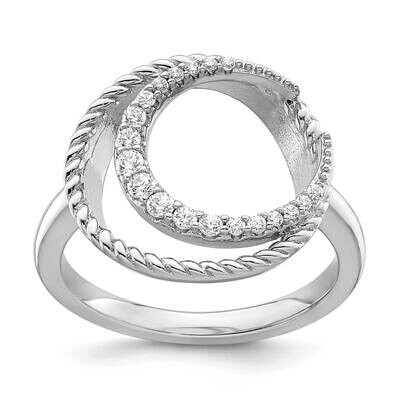 CZ Diamond Circle Ring Sterling Silver Rhodium-Plated QR7192, MPN: QR7192,