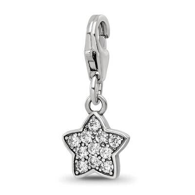 CZ Star Click-On Bead Sterling Silver Rhodium-plated QRS4147, MPN: QRS4147,