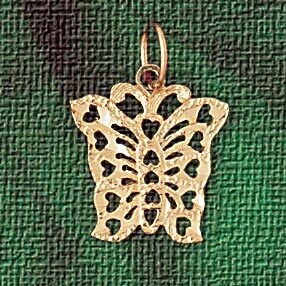 Dazzlers Jewelry Butterfly Pendant Necklace Charm Bracelet in Yellow, White or Rose Gold 3122, MPN:…