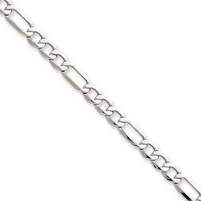 5.35mm Semi-Solid Figaro Chain 7 Inch 14k White Gold BC92-7, MPN: BC92-7, 886774151298