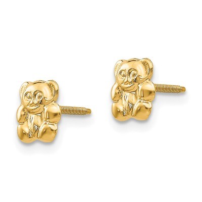 Polished Teddy Bear Screwback Earrings - 14k Gold SE314 by Madi K, MPN: SE314, 883957560335