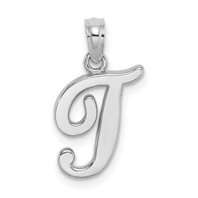 T Script Initial Charm 14k White Gold Polished K6422WT, MPN: K6422WT, 196904087015