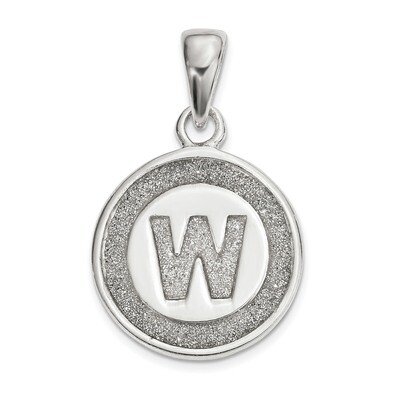 Letter W Circle Pendant Sterling Silver Glitter Enamel  QC9180W, MPN: QC9180W, 883957934518
