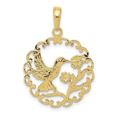 Hummingbird In Round Frame Pendant 10k Gold 10C3478, MPN: 10C3478,