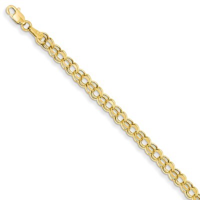 7in 4.5mm Hollow Double Link Charm Bracelet 7 Inch 14k Gold DOH21-7, MPN: DOH21-7, 886774095257