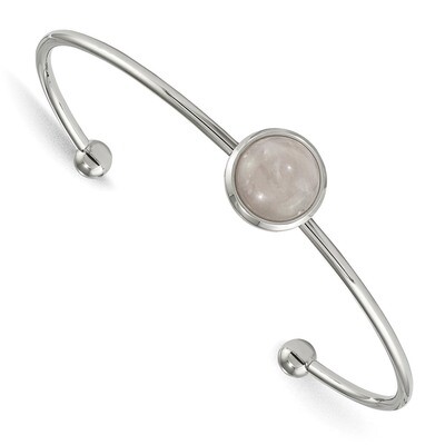 Rose Quartz Cuff Bangle Stainless Steel Polished SRB2273 by Chisel, MPN: SRB2273, 191101016950