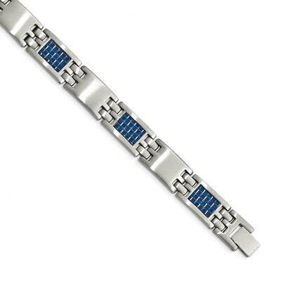 Blue Carbon Fiber Inlay Bracelet Stainless Steel Brushed SRB1995-8.5, MPN: SRB1995-8.5, 886774613123