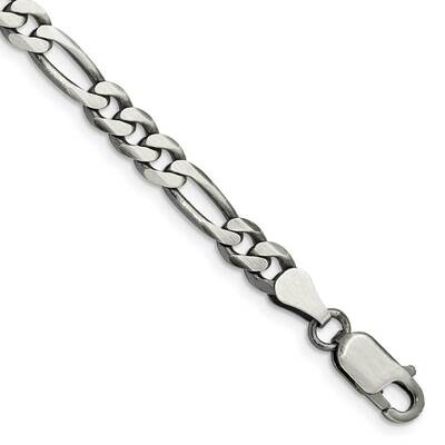 5.5mm Figaro Chain 7 Inch Sterling Silver Antiqued QFG150A-7, MPN: QFG150A-7,