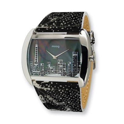 Moog Skyline Black Dial Black-Silver Lther Strap Watch - Fashionista, MPN: XWA4122,
