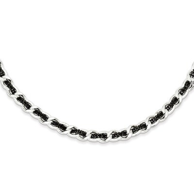 Rhodium-Plated Woven Curb Necklace Sterling Silver QH5087-18