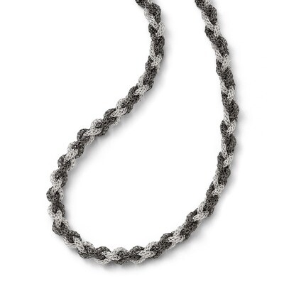 Leslie&#39;s Rhodium Twisted Mesh Necklace with 2 Inch Extension - Sterling Silver HB-QLF193-16, MPN: Q…