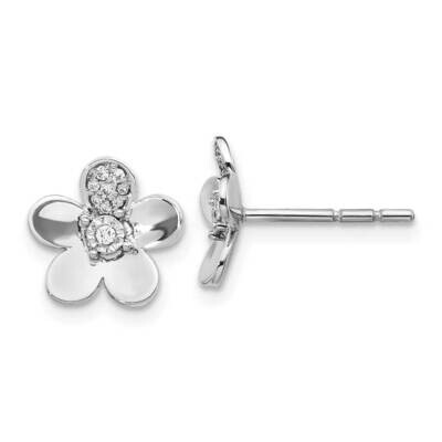 Flower Earrings 14k White Gold Diamond EM3979-007-WA, MPN: EM3979-007-WA, 883957375267