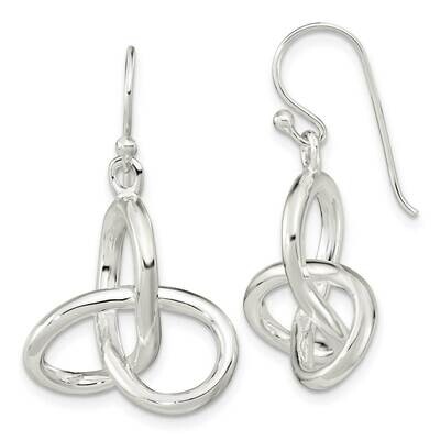 Knot Dangle Shephard Hook Earrings Sterling Silver Polished QE15662, MPN: QE15662, 196904164853