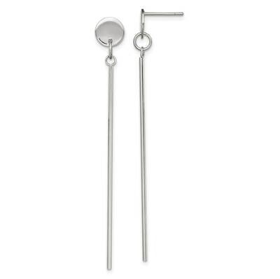 Disc with Bar Dangle Post Earrings Stainless Steel Polished SRE1402, MPN: SRE1402, 191101867033