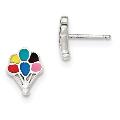 Enamel Balloon Childs Post Earrings Sterling Silver Polished QE12923, MPN: QE12923, 191101231469