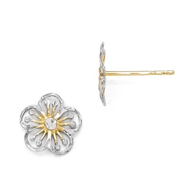 Leslie&#39;s White Rhodium Polished and Diamond-cut Post Earrings - 14k Gold HB-LE647, MPN: LE647, 1911…