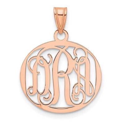 Polished Small Circle Monogram Pendant Sterling Silver Rose-plated XNA527RP, MPN: XNA527RP,