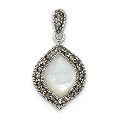 Marcasite &amp; Mop Pendant Sterling Silver Antiqued QP5576, MPN: QP5576,