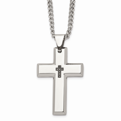 Black Diamonds 22 Inch Cross Necklace Stainless Steel SRN957-22 by Chisel, MPN: SRN957-22, 88677430…