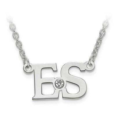 Laser Polished Birthstone Initial Pendant with Chain Sterling Silver Rhodium-plated XNA656SS, MPN: …