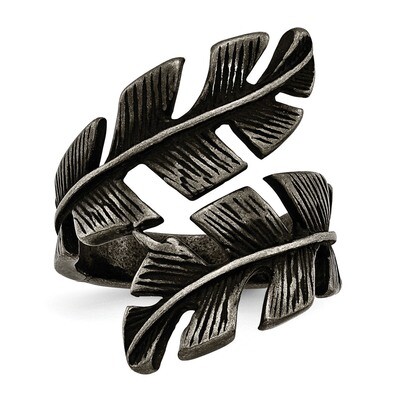 Antiqued Leaf Wrap Ring Stainless Steel SR609-6