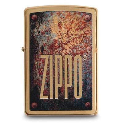 Zippo Rusty Plate Design Brushed Brass Lighter GM25889, MPN: GM25889, 191693091120