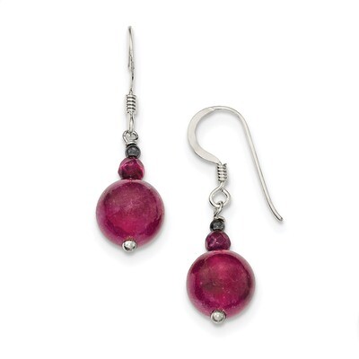 Purple Coral Hematite and Purple Jade Earrings Sterling Silver QE12856, MPN: QE12856, 191101319655
