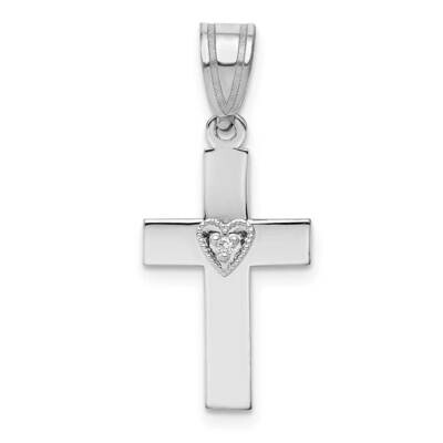 .01Ct Diamond Heart Cross Pendant 14k White Gold PM5039-001-WA, MPN: PM5039-001-WA, 883957494562