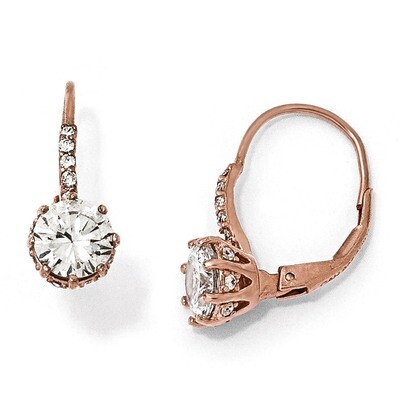 Cheryl M Rose Gold-Plated Leverback Earrings Sterling Silver Cubic Zirconia QCM765, MPN: QCM765, 19…