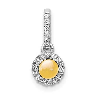 Cabochon .47 Citrine Halo Pendant 14k White Gold Diamond PM4031-CI-009-WA, MPN: PM4031-CI-009-WA,