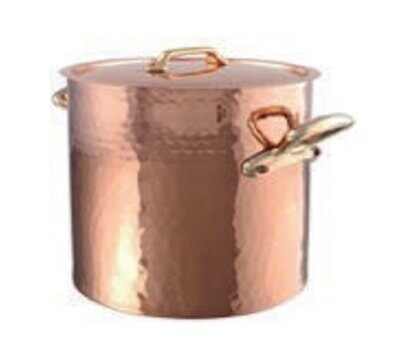 Mauviel M&#39;Tradition Hammered Copper Soup Potwith Lid And Bronze Handles Tin Inside 18cm 215718