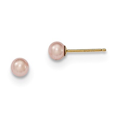 4-5mm Purple Round Cultured Pearl Stud Earrings 14k Gold X40PPU, MPN: X40PPU, 191101433078