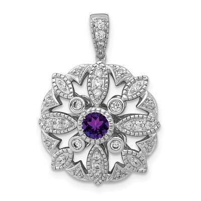 .25 Amethyst Fancy Pendant 14k White Gold Diamond PM3942-AM-025-WA, MPN: PM3942-AM-025-WA,
