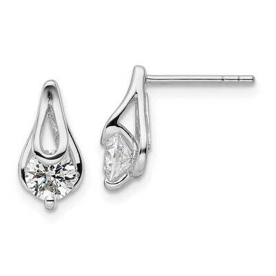CZ Diamond Post Earrings Sterling Silver Rhodium-Plated QE15693, MPN: QE15693, 196904153369