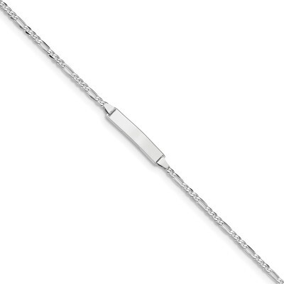 7 Inch Figaro Link ID Bracelet 14k white Gold FG60IDW-7, MPN: FG60IDW-7, 883957936895