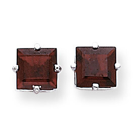 7mm Princess Cut Garnet Earrings 14k White Gold XE63WGA, MPN: XE63WGA, 883957094656
