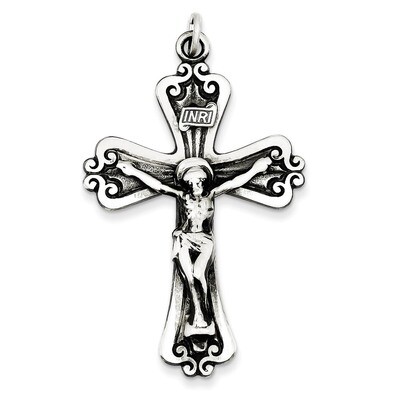 INRI Crucifix Pendant Antiqued Sterling Silver QC5445, MPN: QC5445, 883957501123