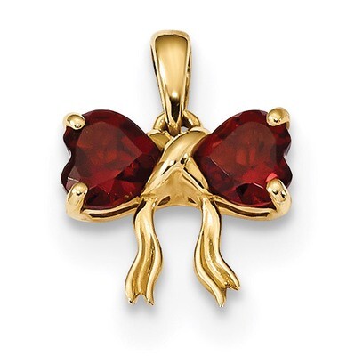 Garnet Bow Pendant 14k Gold Polished XBS516, MPN: XBS516, 883957173221