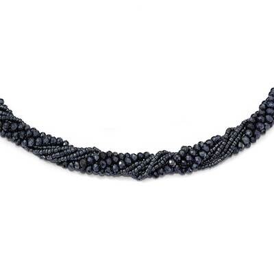 Navy Austrian &amp; with Glass Seed Beads Necklace Czech Crystal BF3086, MPN: BF3086,