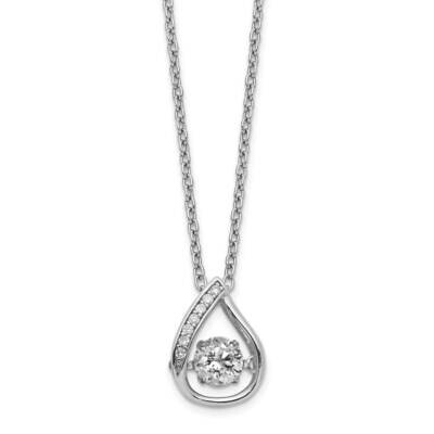 Cheryl M Vibrant Cz Center Teardrop 18 Inch Necklace Sterling Silver Rhodium-plated QCM1455-18, MPN…