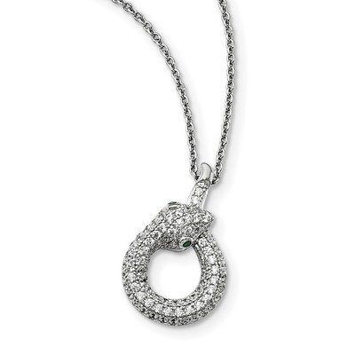 Snake Necklace Sterling Silver CZ QMP1409-18, MPN: QMP1409-18, 191101072208