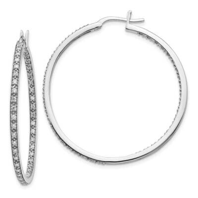 In &amp; Out Hoop Earrings 14k White Gold Diamond EM5423-088-WA, MPN: EM5423-088-WA, 191101536694