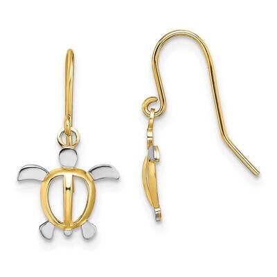 Sea Turtle Dangle Earrings 14k Gold Rhodium TF1862, MPN: TF1862, 637218054831