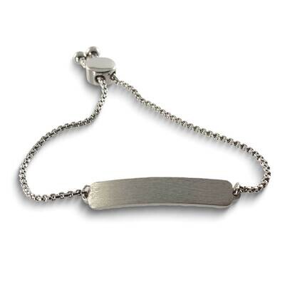 Silver-tone Brass Engravable ID Bar Adjustable up to 8.5 inch Bracelet GM21935, MPN: GM21935,