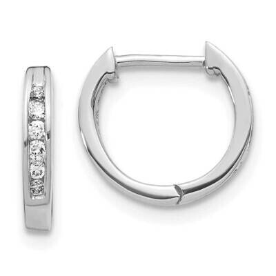 Polished Diamond Hinged Hoop Earrings 14k White Gold EM5349-013-WA, MPN: EM5349-013-WA, 191101333293