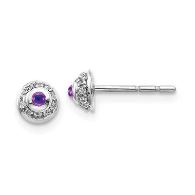 Cabochon Amethyst Earrings 14k White Gold Diamond EM4030-AM-008-WA, MPN: EM4030-AM-008-WA, 19110183…