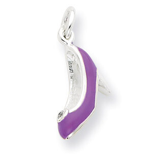 CZ Polished Enamel High Heel Charm Sterling Silver QC7064