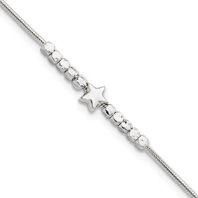 Fancy Bead &amp; Stars with 1 Inch Extender Bracelet Sterling Silver QG5878-7, MPN: QG5878-7, 196904164…