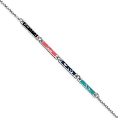 Epoxied 4 Station Bracelet 7 Inch 10k White Gold Brushed 10XNA1183/4W, MPN: 10XNA1183/4W,