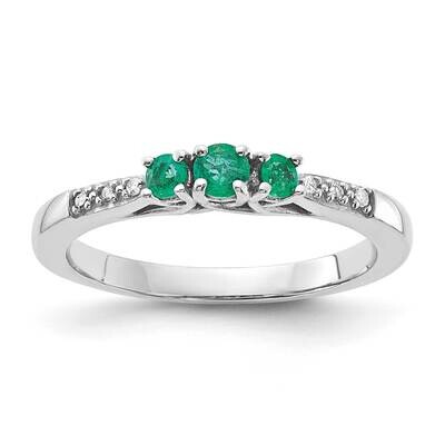 10k Gold White Gold Emerald &amp; Diamond Ring RLS6782/EM-0WBS45-C